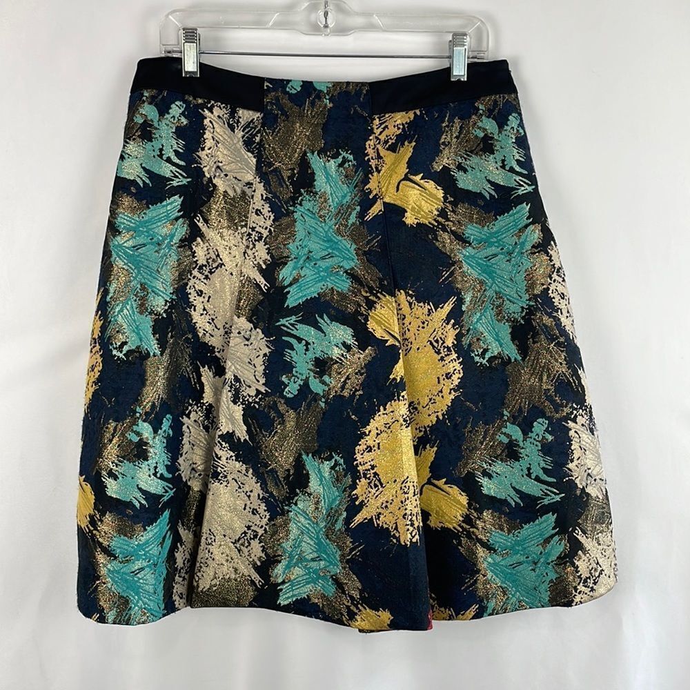 Miri Grey Gold Blue Metallic Brocade Skirt